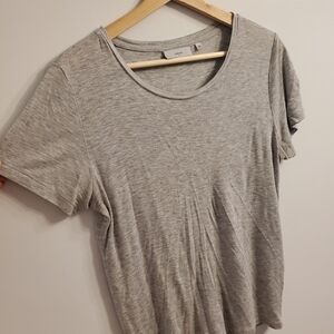 Minimum Medium Basic Crew Neck Ribbed T-Shirt Lightweight Heathered Grey Boho